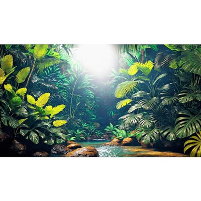 Palm Tree Leaves Aquarium Background Tropical Jungle Rainforest Fish Tank Background Tropical Stream Nature Landscape Reptile Tank Backgrounds Foggy Misty Leaf Reptile Enclosure Backgrounds 24x12in - color: Light Green, size: 24(W)x12(H)inches/ 60(W)*30cm