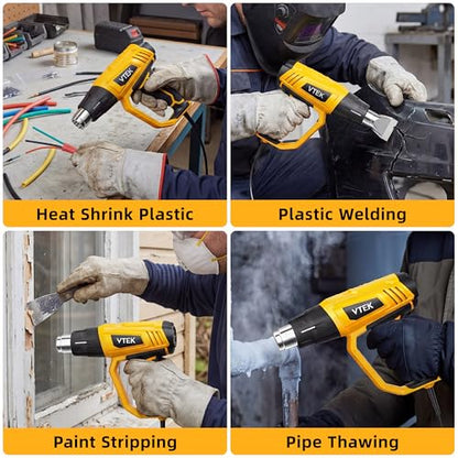 Heat Gun 1800W Hot Air Gun140℉-1202℉ Fast Heating Variable Temperature Control with 4 Nozzles for Shrinking PVC,Stripping Paint,Vinyl Wrap