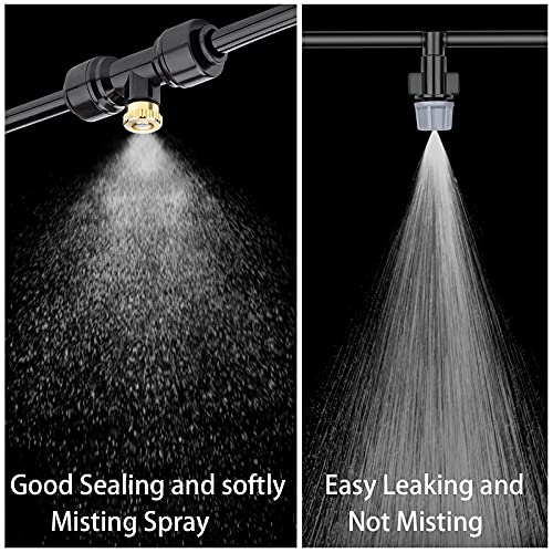 Brass Mister Nozzles 20 Pack with Misting Nozzle Tees & End Plugs | 20 Pack Misting Nozzle Tees, 2 Pack End Plugs, Outdoor Cooling System, Patio Misting System - size: 20 Brass Nozzles+20 Nozzle Tees+2 End Plugs