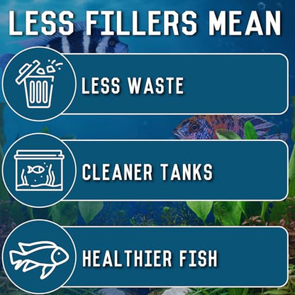 RON'S CICHLIDS African Cichlid Fish Food, Premium Tropical Fish Food Pellets with Protein, Veggies & Fruits for Healthier, Brighter & Bigger Tropical Fish & Cleaner Tanks, Juvie Blend, 8 OZ - size: 8 Ounce (Pack of 1)