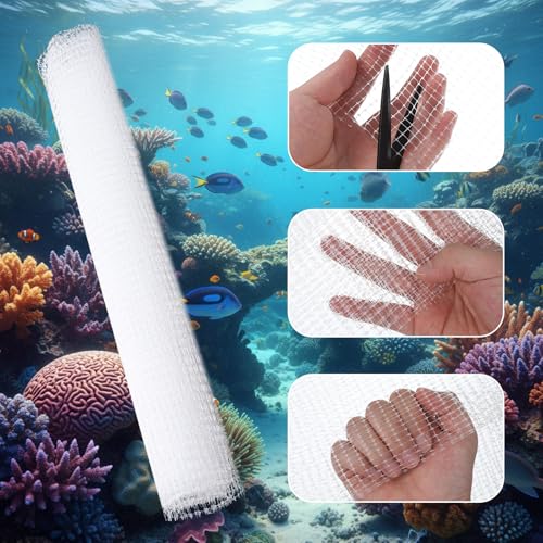 Aquarium Mesh Fish Tank Cover 10-75 Gallon Fish-Tank Lid Clear Fish Net for Fishes Transparent Plastic Aquarium Top Cover Screen Hood Net Plastic Mesh Screen for Aquariums, 4 X 5 Feet