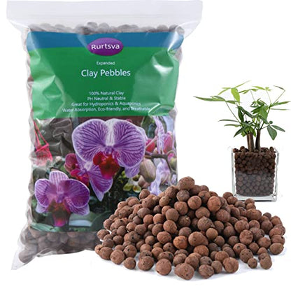 Rurtsva Natural Clay Pebbles 5LBS– 8mm-15mm Expanded Leca Balls for Hydroponics Plants Drainage Grow Media Reusable Soil Amendment for Orchids, Succulents, Aquaponics - size: 5LBS