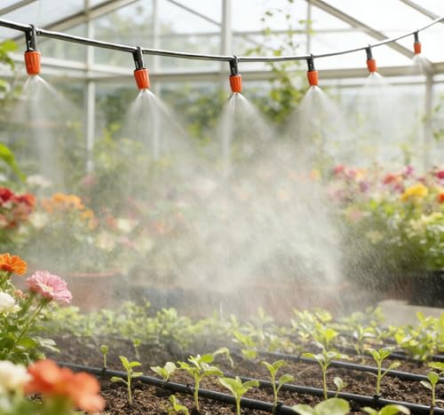 50 Pcs Adjustable Micro Spray Irrigation Emitters for Garden Irrigation | 1/4 Inch Three-Way Atomizing Nozzle,Fine Mist,Water-saving Drip Heads for Patio Lawn Greenhouse Vegetable Irrigation Supplies - color: Tee Connector
