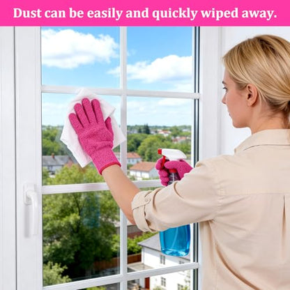 Abeillo Microfiber Gloves for Plants Dusting Cleaning, Reusable Washable Cleaning Gloves Mittens House Cars Blinds Dusting - color: Hot Pink