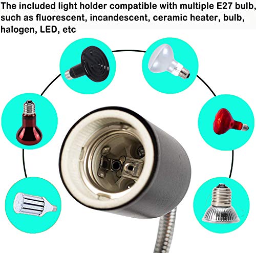 75W Reptile Heat Lamp, Turtle Heating Light UVA UVB Temperature Adjustable 360°Rotatable Clip Basking Lamp for Amphibian Reptile Turtle Lizard Snake (Heat Light with 2pcs 75W Bulb) - size: Heat light with 2pcs 75W Bulb