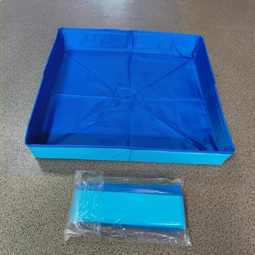 Foldable Dog Pool Blue Portable Small Pet Wading Pool (50/50/10 cm, #01) | Cat Dog Swimming Pools Bathtub Folding Cat Dog Pool for Indoor Outdoor Camping Picnic Backyard Collapsible Reptile Bath Pool