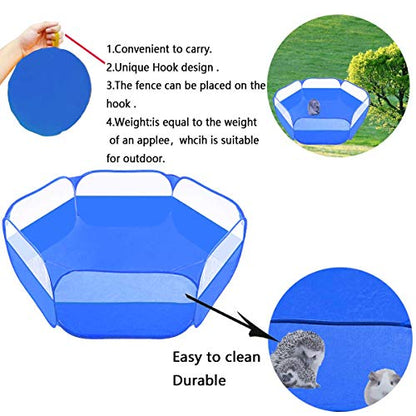 Small Animals Tent,Reptiles Cage,Breathable Transparent Pet Playpen Pop Open Outdoor/Indoor Exercise Fence,Portable Yard Fence (Upgrade Blue) - color: Upgrade Blue