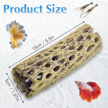 kathson Resin Cholla Wood Aquarium Shrimp Hideout Fake Fish Tank Hollow Log Hideawy Reptile Climbing Corner Branch Hermit Crab Terrarium Ornament Decoration (2 Packs)