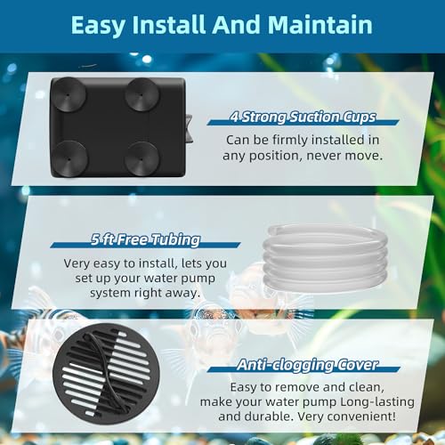 DaToo Mini Submersible Fountain Water Pump With LED Light 400GPH 25W Small Ultra Quiet Water Pump With Tubing For Aquarium Fish Tank Outdoor Pond Water Feature Fountain Statuary - size: 400GPH 25W(12 LED)
