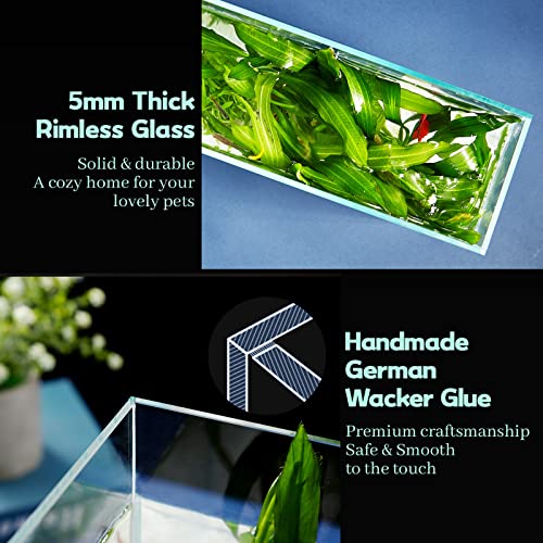 LAQUAL 3 Gallon Ultra Clear Glass Fish Tank, Rimless Low Iron Aquarium for Betta/Nano/Goldfish/Snail/Shrimp, Small Fish Tank with Fish Net & Cleaning Tools - color: 3 Gal