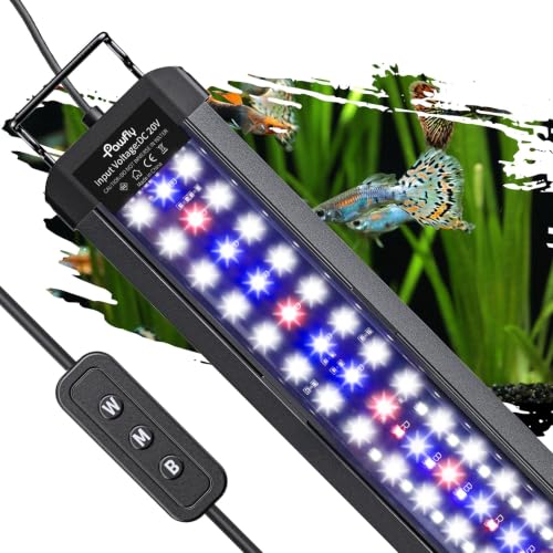 Pawfly 33W Aquarium LED Light for 48 to 54 Inch Fish Tanks Extendable Fish Tank Light with Full Spectrum Brilliant White Blue Red Lights with Daytime & Night Modes and Adjustable Brightness - color: Basic, size: 48"-54"