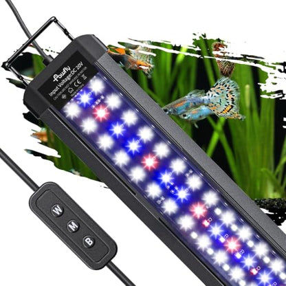 Pawfly 33W Aquarium LED Light for 48 to 54 Inch Fish Tanks Extendable Fish Tank Light with Full Spectrum Brilliant White Blue Red Lights with Daytime & Night Modes and Adjustable Brightness - color: Basic, size: 48"-54"