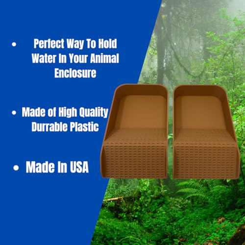 Hermit Crab Watering Pool | Platform Pool Accessory with Access Ramp for Hermit Crabs | 6.5" x 4" | Made in USA (Salt + Fresh Set, Tan) - color: Salt + Fresh Set, Tan