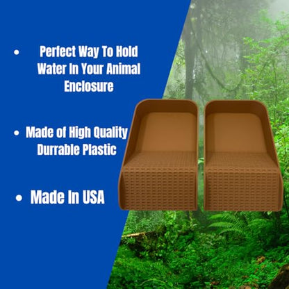 Hermit Crab Watering Pool | Platform Pool Accessory with Access Ramp for Hermit Crabs | 6.5" x 4" | Made in USA (Salt + Fresh Set, Tan) - color: Salt + Fresh Set, Tan