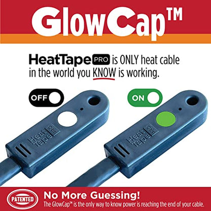 RADIANT SOLUTIONS HeatTapePro - Intelligent Commercial Grade Self-Regulating Heat Cable with GlowCap™ - 10 YR warranty - Ice Dam & Pipe Freeze Protection - 24 ft cable + 10 Ft Cord, 120V, 6 watts/Ft - style: Heat Tape Pro (24 FT)