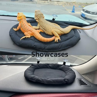 Bearded Dragon Bed, Mat for Car Lizard Sleeping Bed Adsorbed on Glass Jar Cushion Washable for Travel Reptile Tank Accessories Small Animal Carrier for Lizard Leopard Gecko (Black) (Black)