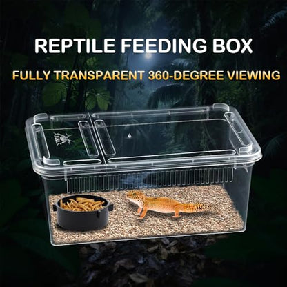 8 Pcs Reptile Feeding Box Snake Plastic Transparent Breeding Box for Bearded Gecko Dragon Lizard Spider Frog Scorpion (2 Pcs Large Size, 6 Pcs Small Size)