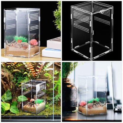 ORFOFE Easy to Assemble Acrylic Reptile Enclosure for Small Pets and Snakes with Modular Design and Ventilation Holes, Portable Reptile Breeding Box for Outdoor Use and Secure Transport