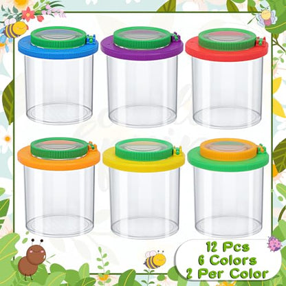 Coopay 12 Pcs Insect Bug Viewer for Kids - Bug Jars, Critter Insect Cage, Bug Container, Bug Catcher, Magnifying Insect Box for Children, Kids Science Nature Exploration Collecting Kit - style: 12 Pack Set