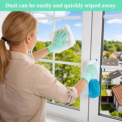 Abeillo Microfiber Gloves for Plants Dusting Cleaning, Reusable Washable Cleaning Gloves Mittens House Cars Blinds Dusting - color: Cyan