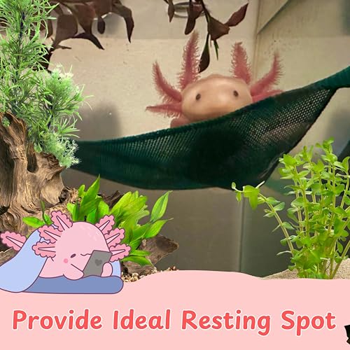 Axolotl Hammock For Aquarium with Ceramic Feeding Dish, Axolotl Hammock with Bowl, Reptile Triangle Hammocks with Tray Feeder, Axolotls Accessories For Tank, Bearded Dragon Tank Accessories (Black, S) - size: S