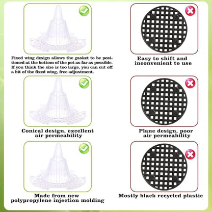 40 Pieces Upgraded Cone Flower Pot Hole Mesh Pad DIY Planter Bottom Grid Mat Mesh Hole Screens for Keeping Soil from Flowing- Breathable Gasket-Drainage Netting for Bonsai,4 Sizes