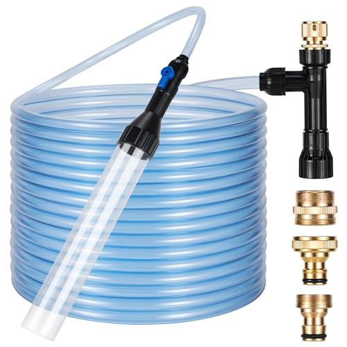 Gravel Vacuum for Aquarium Fish Tank Siphon, 50 Feet | Aqaurium Water Changer, 3 Metal Faucet Adapter, Long Fish Tank Hose - size: 50FT