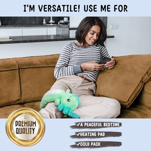 Axolotl Unscented 2Lbs Heating Pad for Neck Shoulders and Back Wrap Microwavable, Heatable 22.5" Cute Warm Stuffed Animals Neck Warmer - Axolotl Gifts for Women Girls and Kids - style: Mint Axolotl Neck Wrap