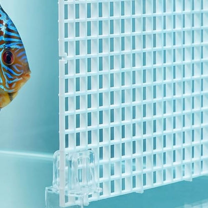 Zerodeko 1 Set Terrarium/Aquarium Screen Lid - Plastic Grid Tank Top Cover with 6 Support Clips - DIY Cut-to-Size Replacement Canopy - Helps Prevent Jumping, Allows Airflow & Light