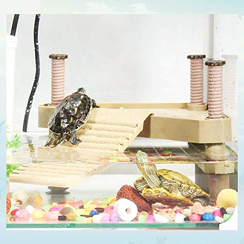 Aramox Turtle Pier Floating Basking, 8 x 6X 7'' Floating Reptiles Floating Pier with Ramp Ladder