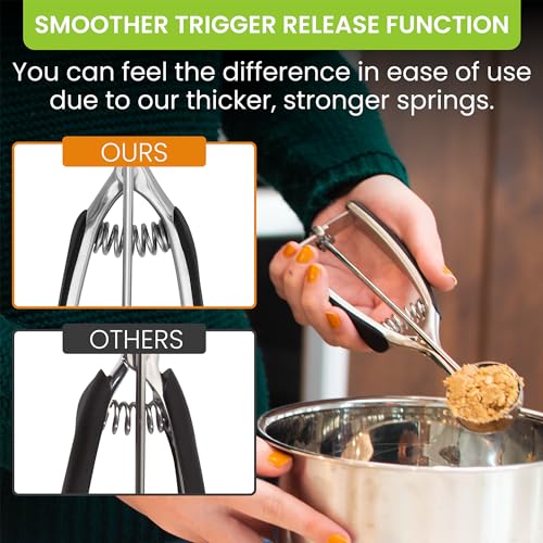 Spring Chef Medium Stainless Steel Cookie Scoop, #40, 1.7 Tablespoon, Black | Cookie Scooper for Baking, Melon Baller Scoop, Ice Cream Scooper with Trigger Release, Dishwasher Safe Cupcake Scoop - color: Black, size: #40 - Medium - 1.7 Tbsp