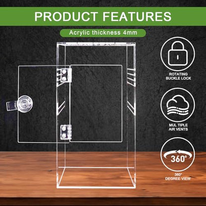 Spider Terrarium Kit, Jumping Spider Enclosure with Hideout, Rope Bridge, Ledge Ladder, Micro Habitat Terrarium for Small Tree Dwelling Reptiles, Arboreal Tarantula Enclosure (6x6x12 Inches) - size: 6x6x12 Inches