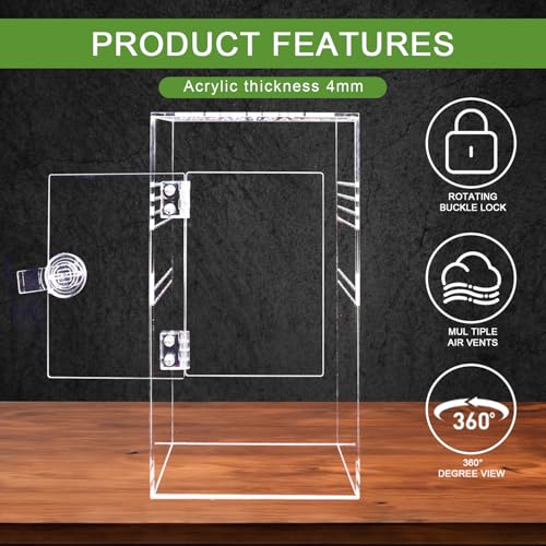 Spider Terrarium Kit, Jumping Spider Enclosure with Hideout, Rope Bridge, Ledge Ladder, Micro Habitat Terrarium for Small Tree Dwelling Reptiles, Arboreal Tarantula Enclosure (6x6x12 Inches) - size: 6x6x12 Inches