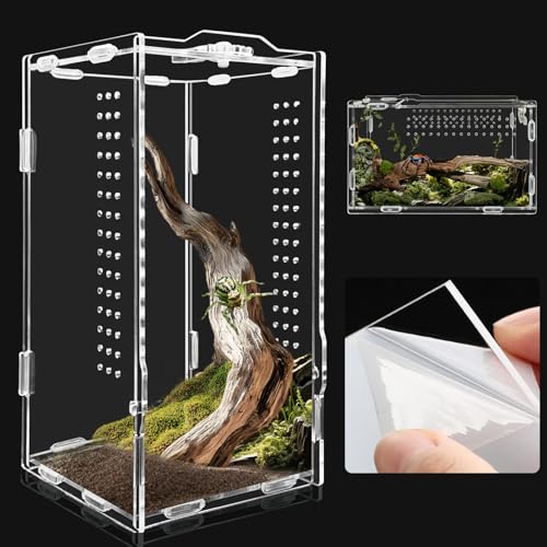 Micro Habitat Acrylic Reptile & Tarantula Enclosure, Small Tree Dwelling Reptiles, Amphibians, Spiders & Other Invertebrates - size: 8 * 8 * 14 inch