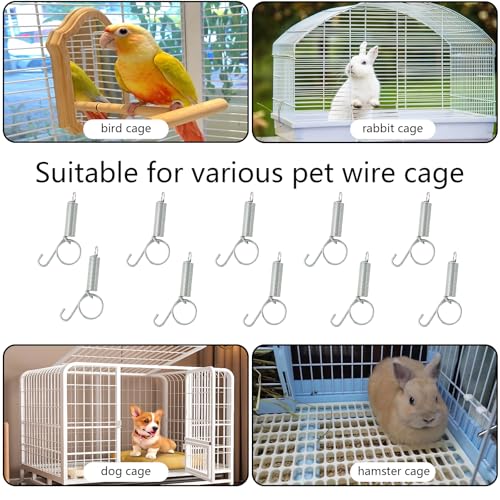 20Pcs Spring Rabbit Door Latch and Catches, Pet Door Spring Wire Cage Clips | Multi-Functional Latch Hook One-Handed Fixing Pet Rabbit Cage Wire for Rabbit Dog Cat Parrot Guinea Pig Squirrel Cages - size: 20PCS