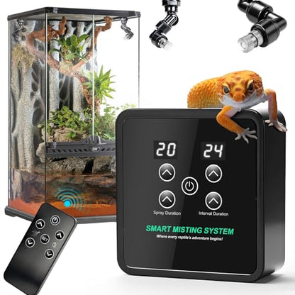 Reptile Mister Humidifier Reptile Mister System with Timer Auto | Terrarium Misting System Reptile Fogger for Chameleons, Snakes, Frogs, Lizards & Turtles - color: C-Black