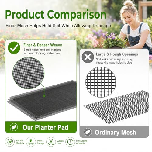 30pcs mesh Sheet, Fine Terrarium Mesh | Plastic Drainage Mesh for Plants Bonsai Terrarium Keep Soil From Flowing Away, 11.8 X 7.8 In (Black)