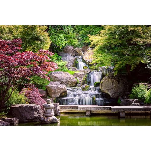 Waterfall Aquarium Background Kyoto Garden Style Terrarium Background Forest Huge Rocks Fish Tank Background Falls Stream River Aquarium Backdrop Waterfall Reptile Habitat Background 24x12in - color: Purple Green, size: 24(W)x12(H)in