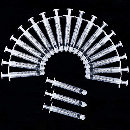 TecUnite 20 Pack Syringe, Plastic Curved Syringes for Epoxy Resin, Craft, Feeding Pets Animals, Oil or Glue Applicator