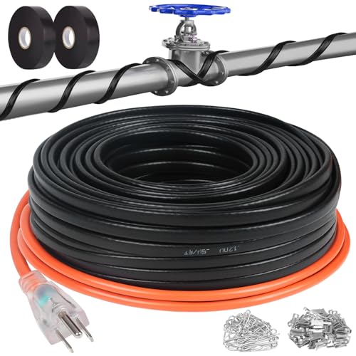 3FT-200FT Pipe Heating Cable for Water Pipes, Heat Tape for Water Pipe | Heat Cable for Water Pipes(Metal and Plastic), Pipe Heat Tape Keeps Water Flowing at -40°F 5w/ft, 120V Plumbing