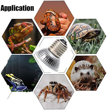 75W Reptile Heat Lamp, Turtle Heating Light UVA UVB Temperature Adjustable 360°Rotatable Clip Basking Lamp for Amphibian Reptile Turtle Lizard Snake (2pcs 75W Bulb) - size: 2pcs 75W Bulb
