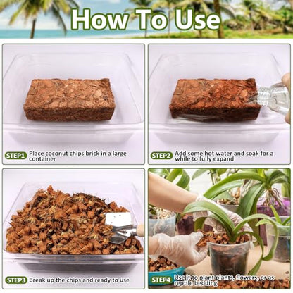 1.1 LB Coco Coir Chips for Plants- Organic Coconut Husk Potting Mix | Coconut Mulch Coco Husk Chips for Garden, Potted Plants, Orchid Repotting Soil Mix, High Expansion & Moisture Retention - size: 1 Pack