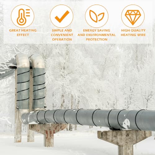 Kingdder 30 Ft (6FT~48FT) Heat Tape for Water Pipes Thermostat Self Regulating Heating Cable with Power Indicator Plug Built-in, Heavy Duty Heating Cable for Pipe Freeze Protection, 120V 8W/ft - size: 30 Ft