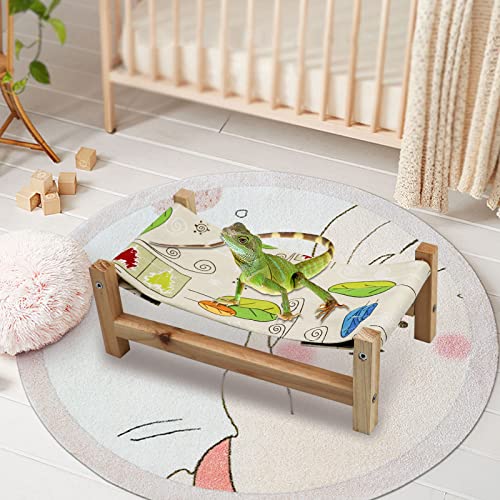 Dnoifne Reptile Hammock Swing Hanging Bed, Wooden Lizard Bed, Reptile Summer Bed, Tank & Aquarium Decor Accessories for Bearded Dragon Leopard Gecko Lizard - size: Large