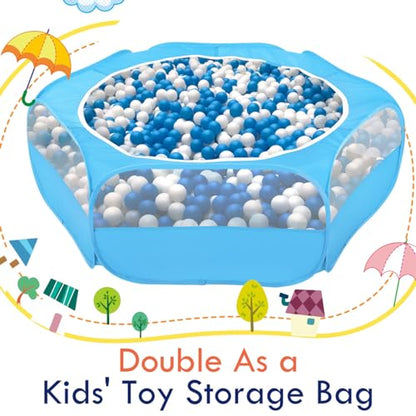 Pawaboo Small Animal Playpen with Zippered Cover,Light Blue | Portable pop-up pet tent for supervised rabbits, guinea pigs, chicks and kittens; water-resistant bottom and 3 metal rods - color: C-Light Blue