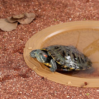 Turtle Bathing Pool Small, Resin Water Dish Feeding Bowl with Gentle Slope | for Turtles, Lizards, Frogs, Snakes - color: Yellow