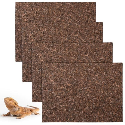 4 Pack Cork Terrarium Background, Natural Bark Climbing Mat | 16x12 Inch Cork Terrarium Background, 9.5mm Thick Natural Bark Panel, Self Healing Climbing Mat for Reptiles, Lizards Spiders