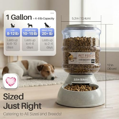 Flexzion Gravity Pet Feeder, Dog and Cat Food Dispenser, 1-Gallon Capacity | Self-Replenishing Dry Food Station with Non-Skid Feet and a Carry Handle; Holds Approximately 4-6 Lb Of Kibble - color: Feeder, size: 4-6 lb Feeder (1 Gallon)