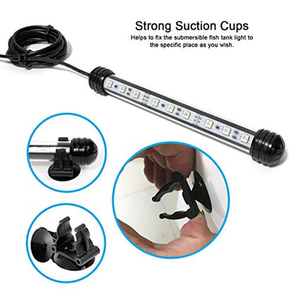 MQ 12 in Submersible LED Aquarium Light, 2W Color Changing Fish Tank Light with Remote Control, IP68 Crystal Glass 12 LEDs Lights Bar, for Fish Tank 15-20 inch - size: 12LED-Length 12"