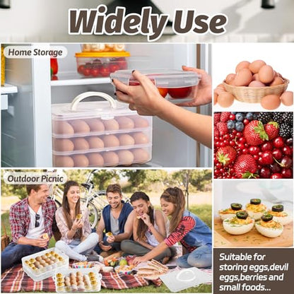Egg Holder for 72 Eggs,3-Layer Plastic Egg Container,Deviled Egg Tray with Handle Lid,Devil Egg Holder for Refrigerator,Kitchen,Easter Party,Keep Fresh - size: 72 Eggs